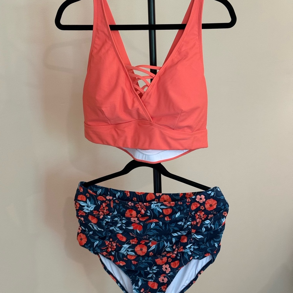 Floral Coral Bikini Set